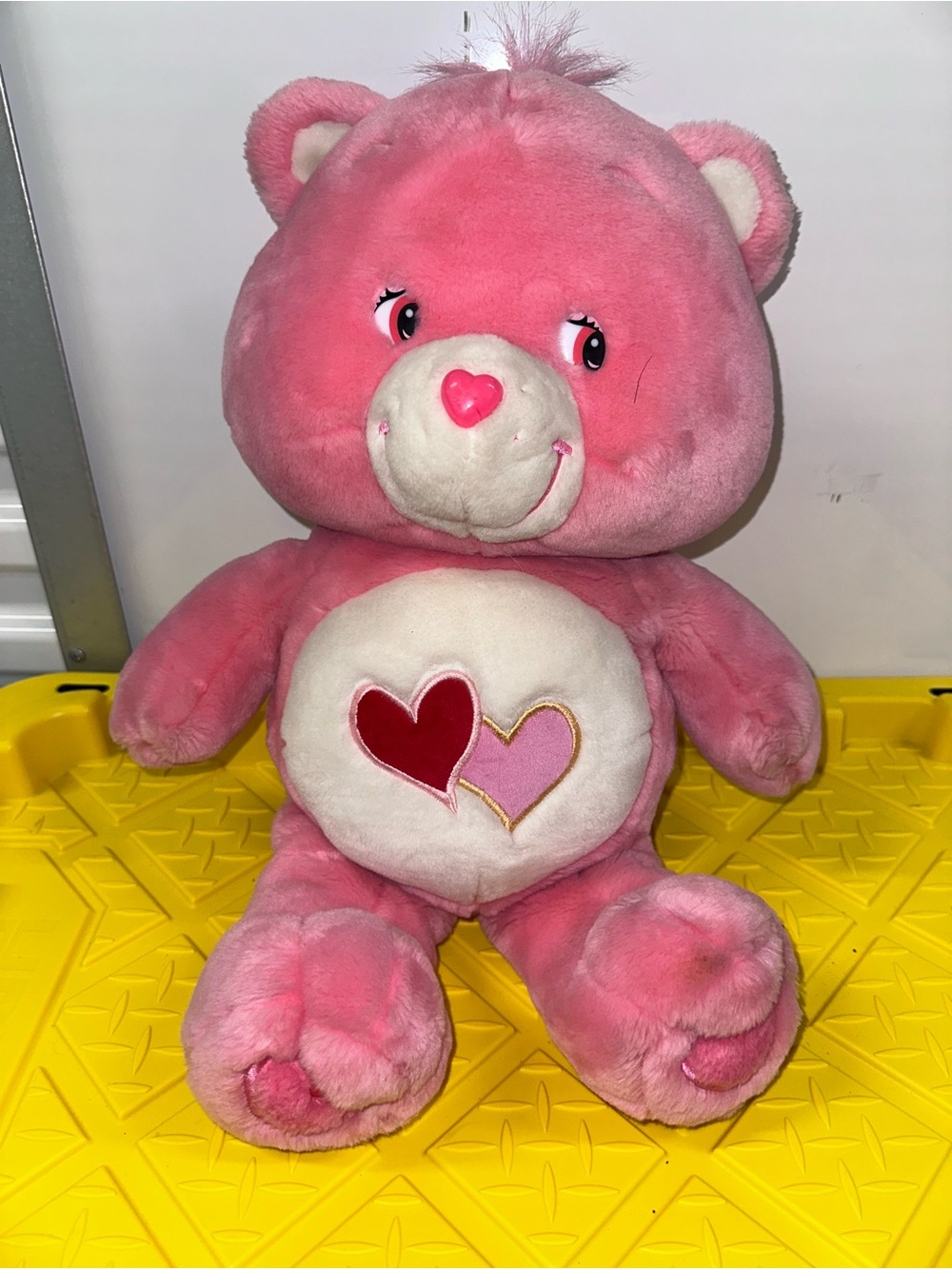 Vintage 2003 Large 20" Care Bears Love A Lot Bear Pink Hearts EUC Pink Hearts